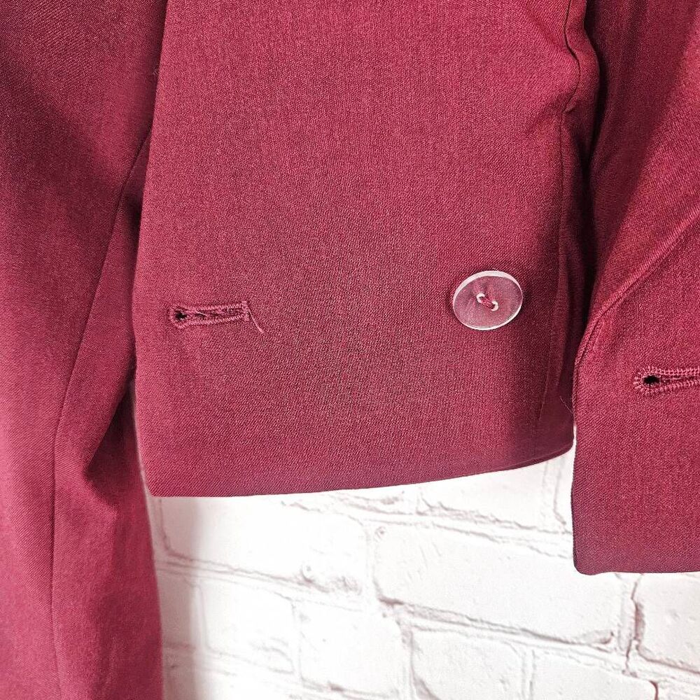 NWT HOUSE OF HARLOW 1960 Wine Button Career Cropped Blazer Jacket Women's Medium - Picture 5 of 6